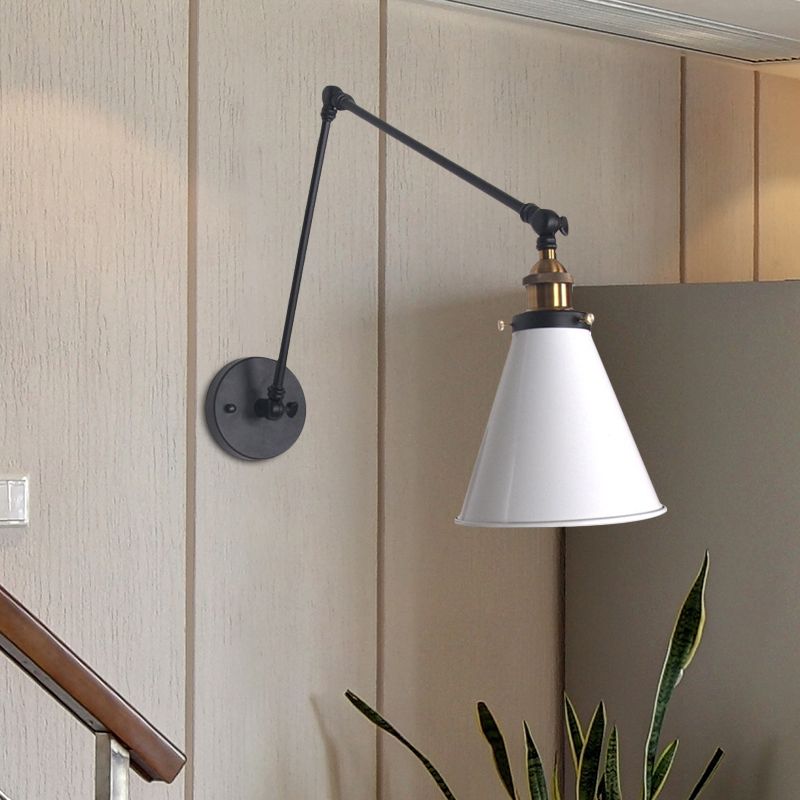 Industrial Swing Arm Wall Lamp – Adjustable Black Wall Light