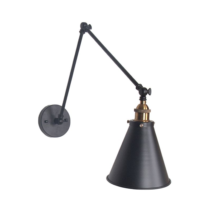 Industrial Swing Arm Wall Lamp – Adjustable Black Wall Light