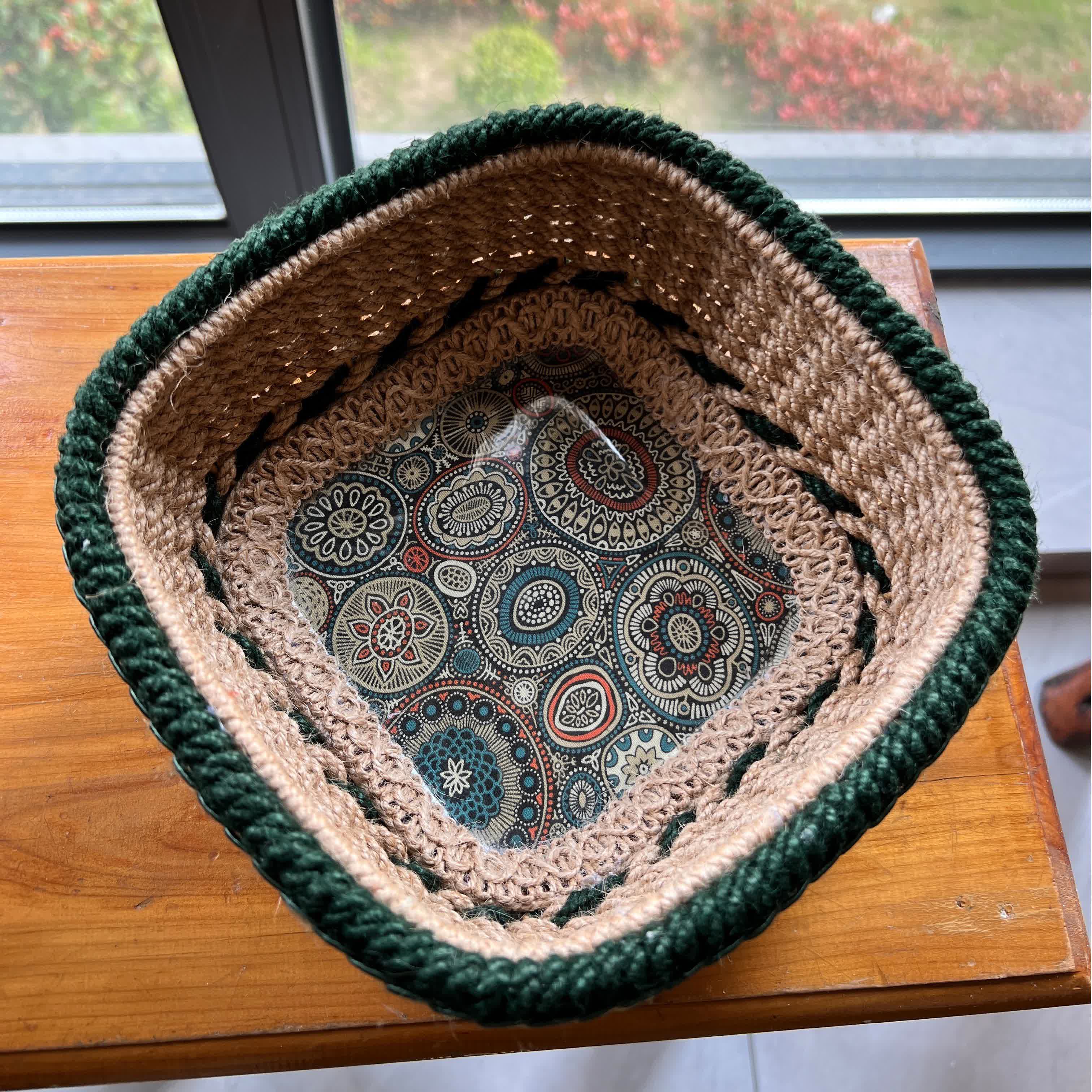 Handwoven Hemp Storage Basket – Rustic Farmhouse Organizer for Stylish Home Storage