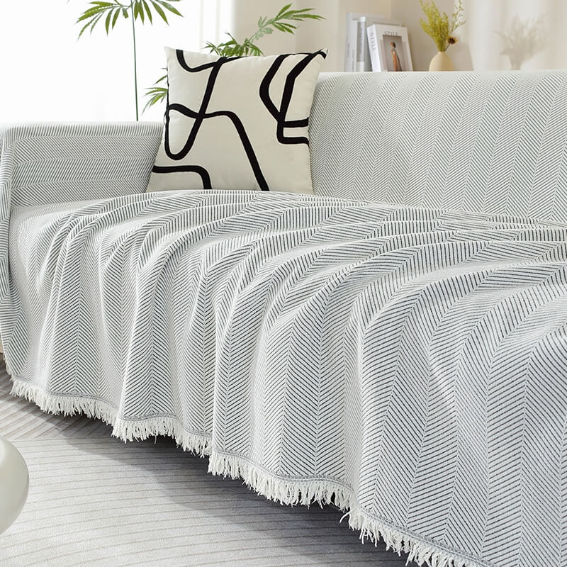 Cozy Woven Throw Blanket – Design with Decorative Tassels for Sofa & Living Room