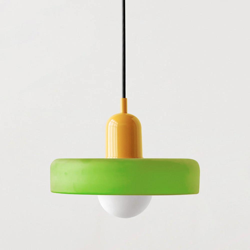 Bauhaus Colored Glass Pendant Light – Retro Designer Hanging Lamp