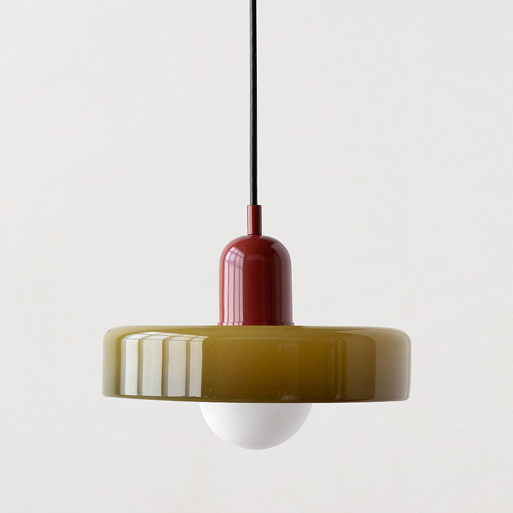 Bauhaus Colored Glass Pendant Light – Retro Designer Hanging Lamp
