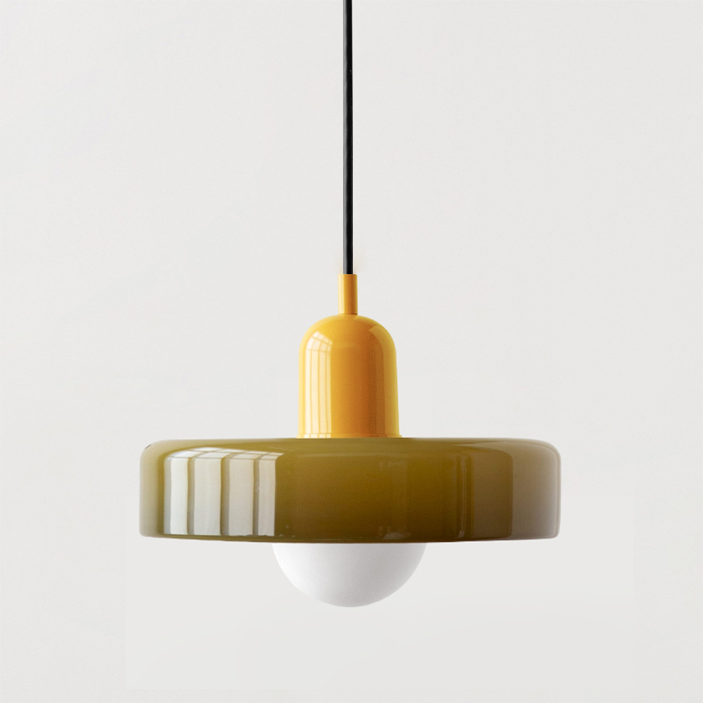 Bauhaus Colored Glass Pendant Light – Retro Designer Hanging Lamp