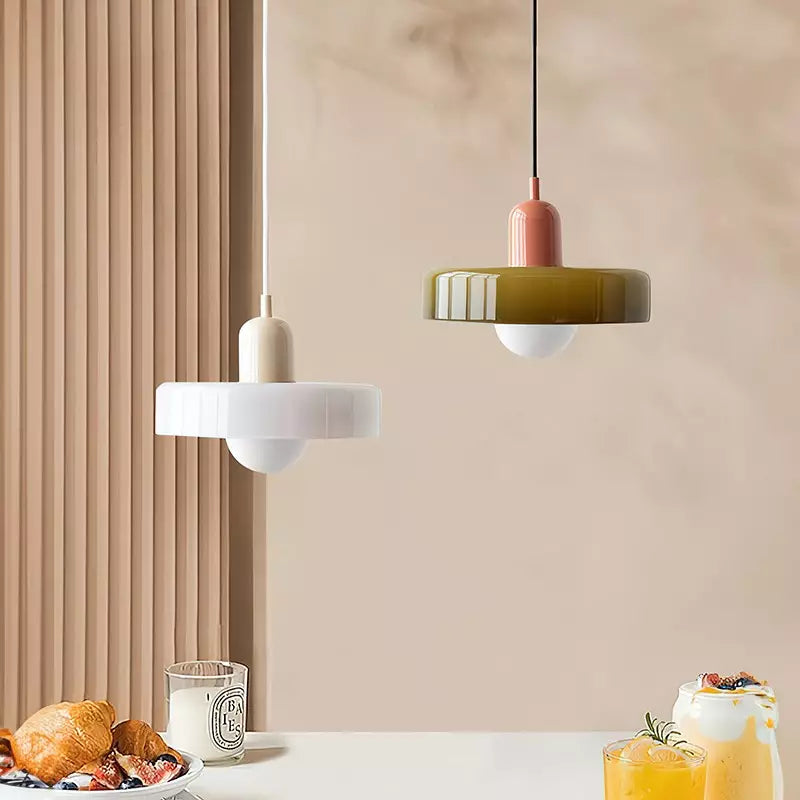 Bauhaus Colored Glass Pendant Light – Retro Designer Hanging Lamp