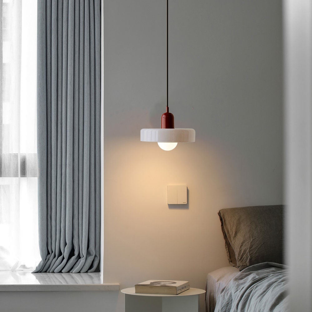 Bauhaus Colored Glass Pendant Light – Retro Designer Hanging Lamp