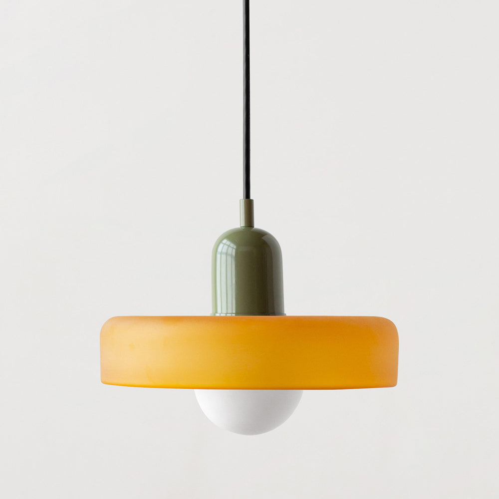 Bauhaus Colored Glass Pendant Light – Retro Designer Hanging Lamp