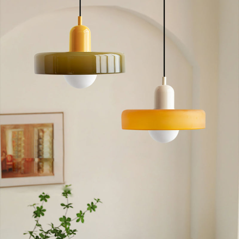Bauhaus Colored Glass Pendant Light – Retro Designer Hanging Lamp