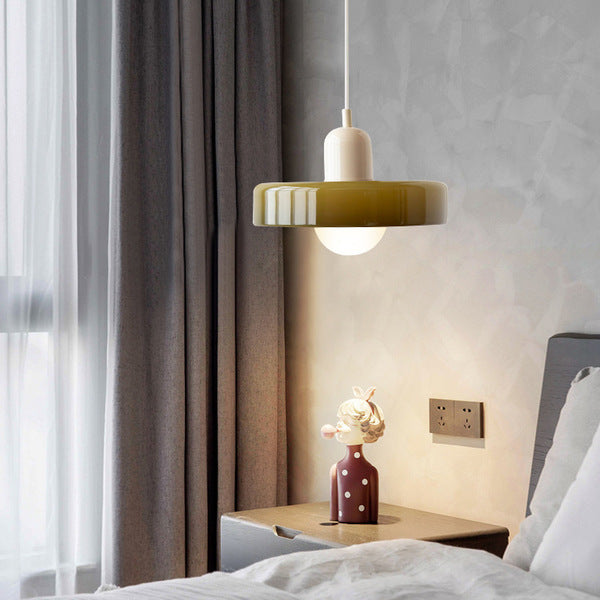 Bauhaus Colored Glass Pendant Light – Retro Designer Hanging Lamp