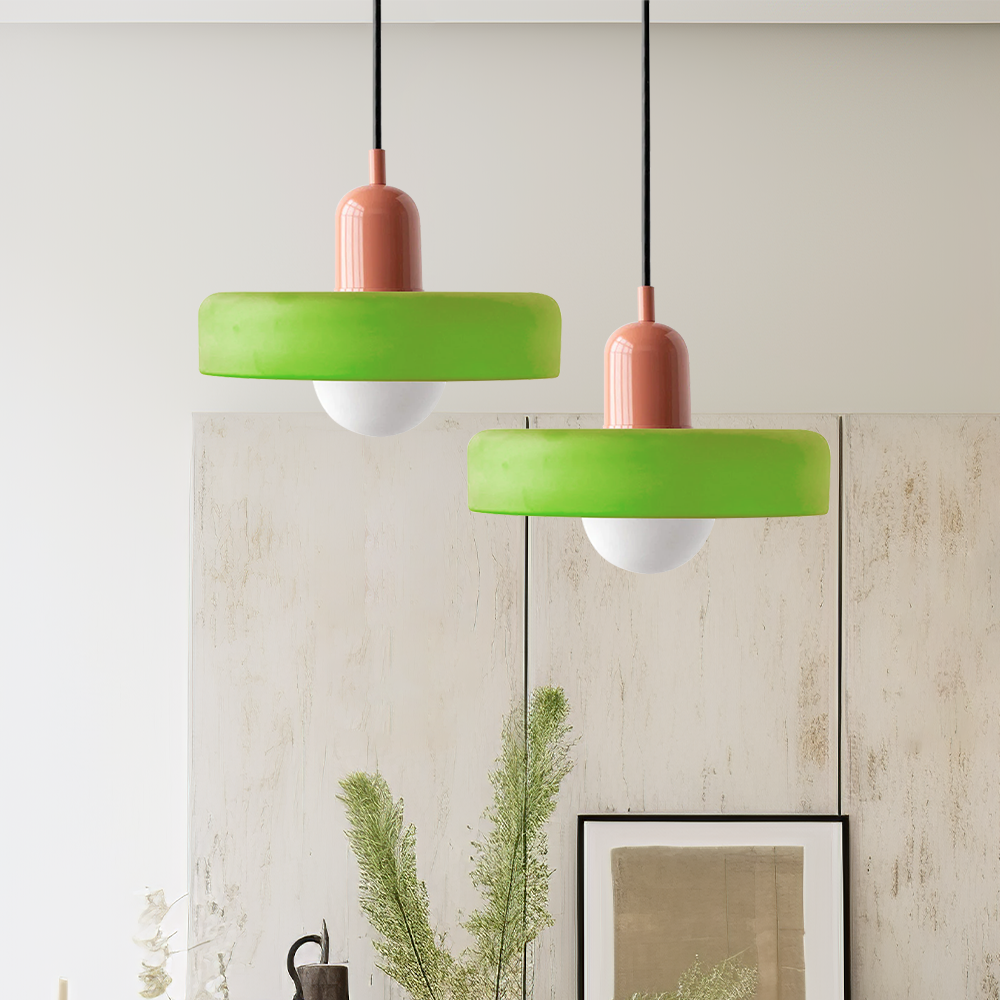Bauhaus Colored Glass Pendant Light – Retro Designer Hanging Lamp