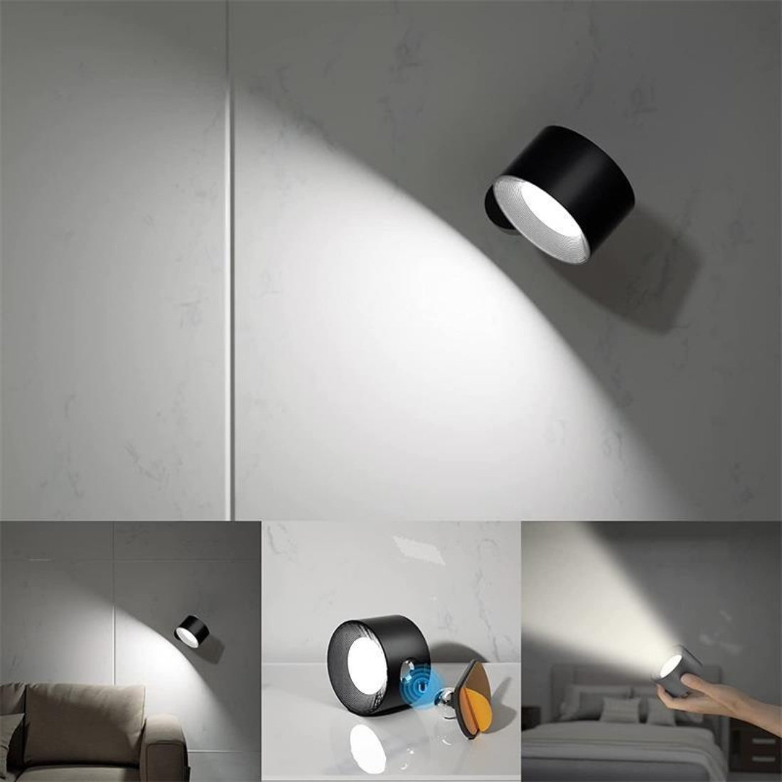 Black Adjustable LED Wall Spotlight – Sleek Modern Directional Light Fixture