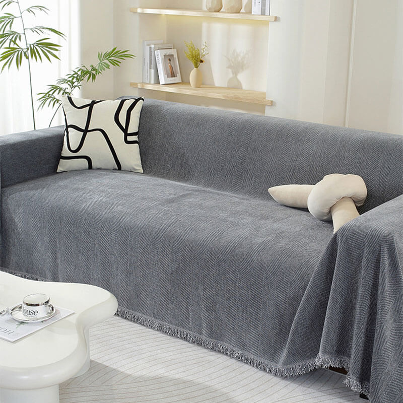 Cozy Woven Throw Blanket – Design with Decorative Tassels for Sofa & Living Room