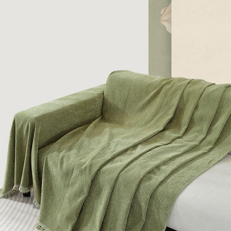 Cozy Woven Throw Blanket – Design with Decorative Tassels for Sofa & Living Room