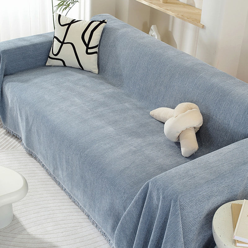 Cozy Woven Throw Blanket – Design with Decorative Tassels for Sofa & Living Room