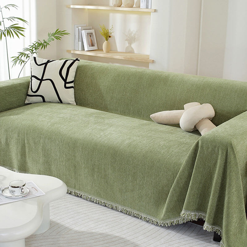 Cozy Woven Throw Blanket – Design with Decorative Tassels for Sofa & Living Room
