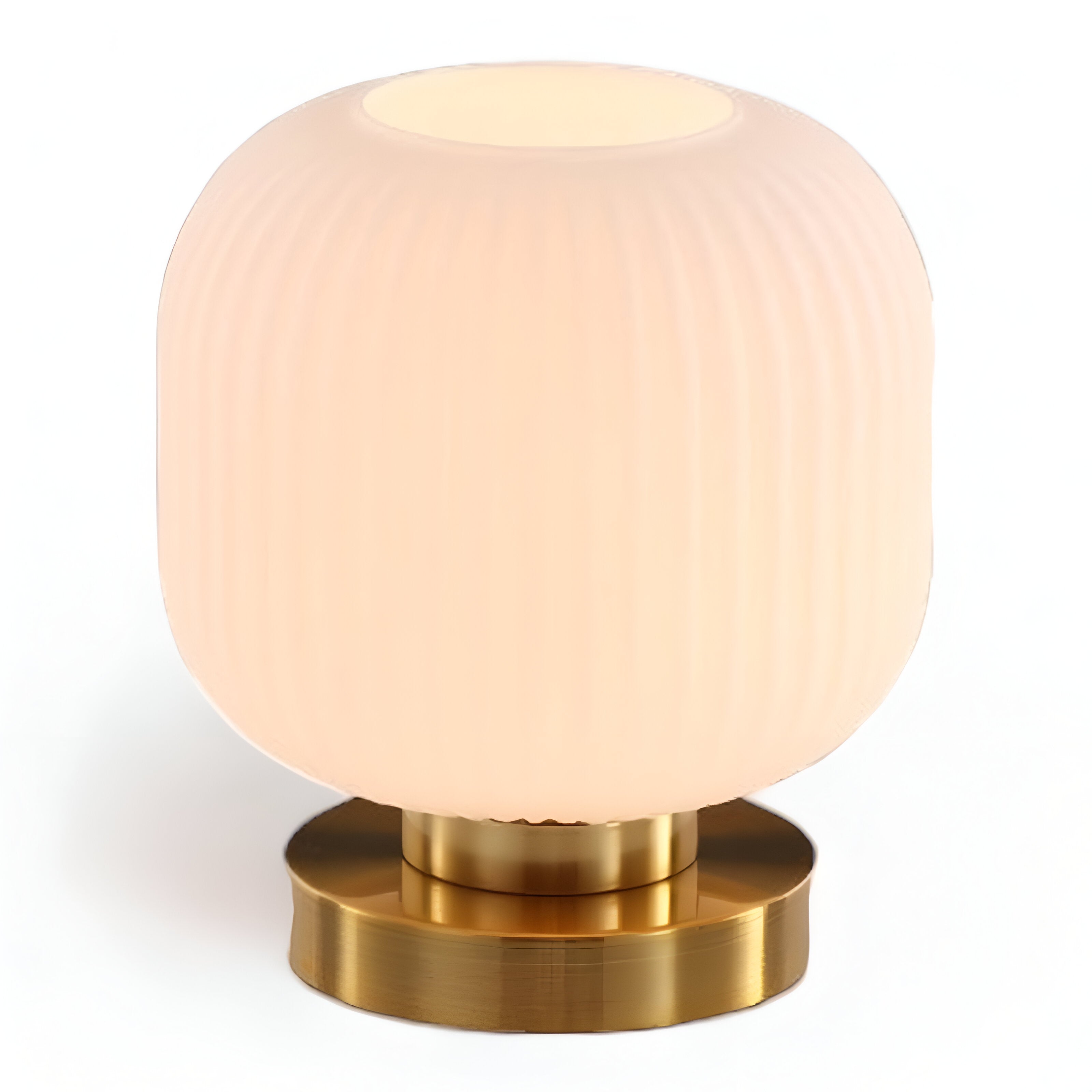 Modern Ribbed Glass Table Lamp – Ambient Gold Base Light