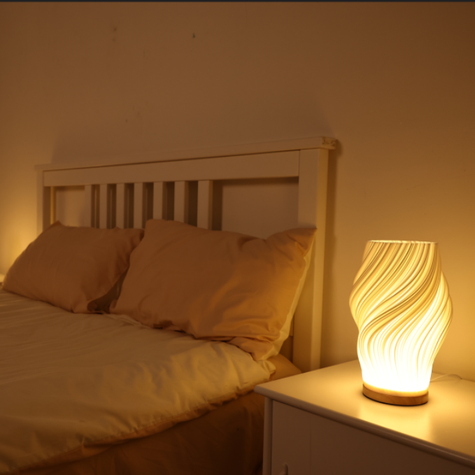 Modern Wave Table Lamp – Warm Ambient LED Lighting