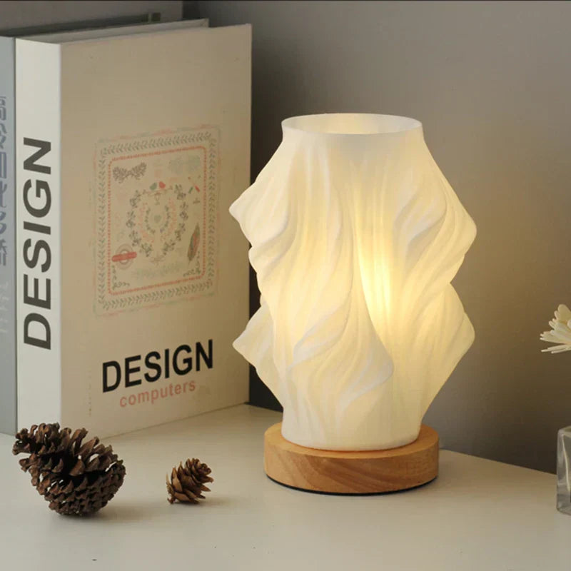 Modern Wave Table Lamp – Warm Ambient LED Lighting