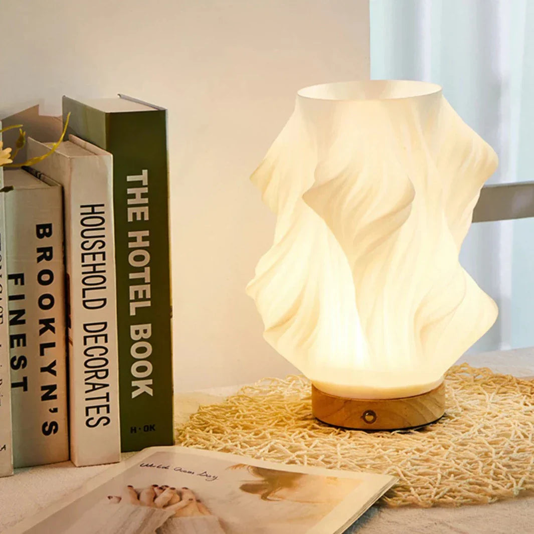 Modern Wave Table Lamp – Warm Ambient LED Lighting