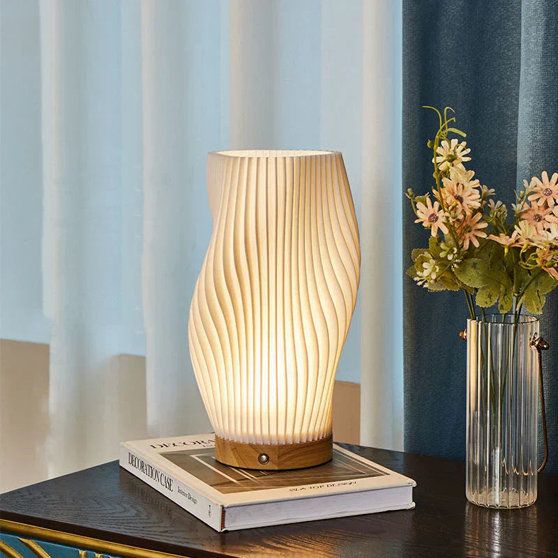 Modern Wave Table Lamp – Warm Ambient LED Lighting