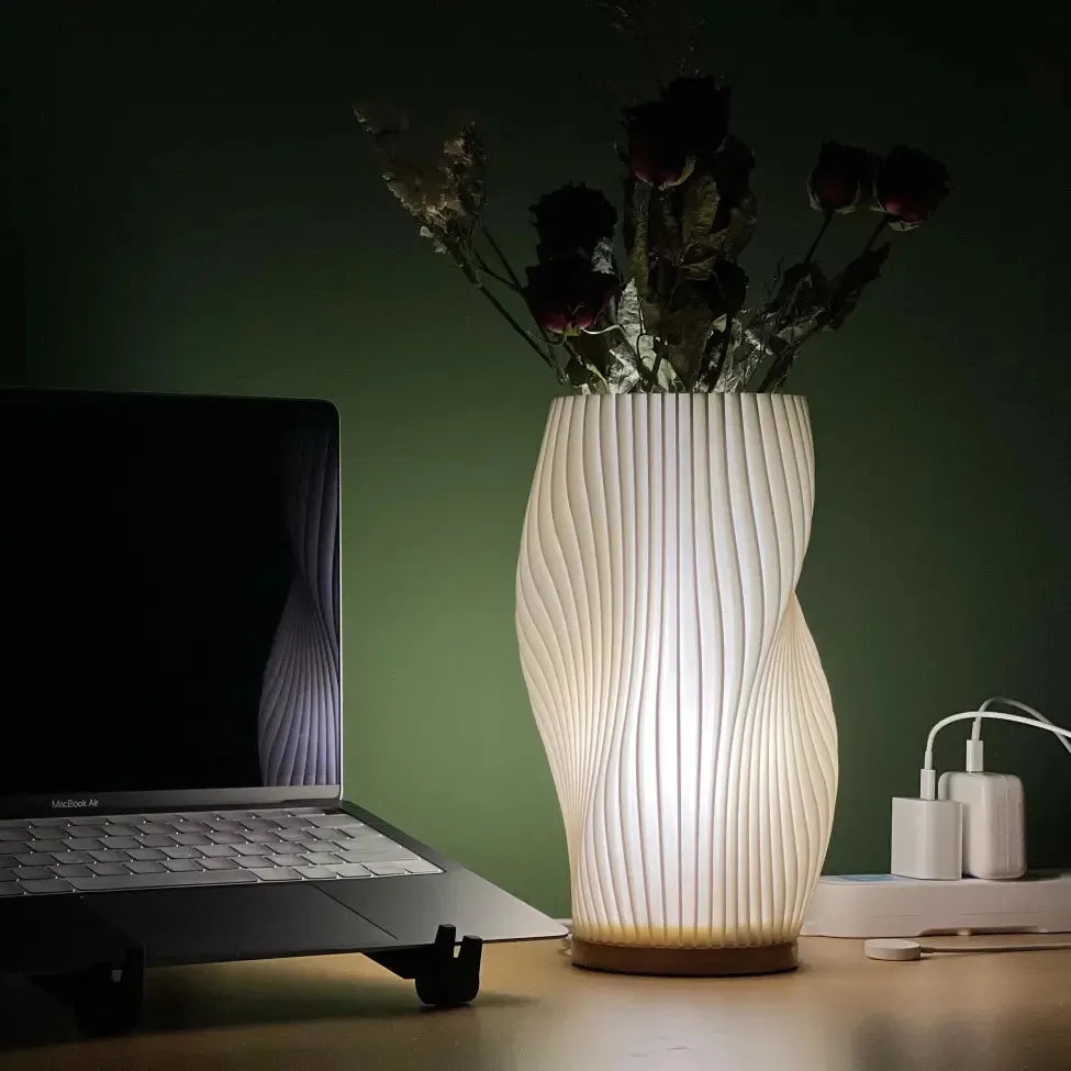 Modern Wave Table Lamp – Warm Ambient LED Lighting