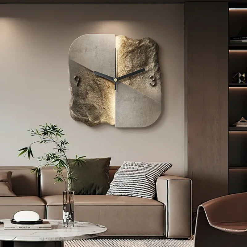 Black Stone Wall Clock – Silent Modern Design – Modern Statement