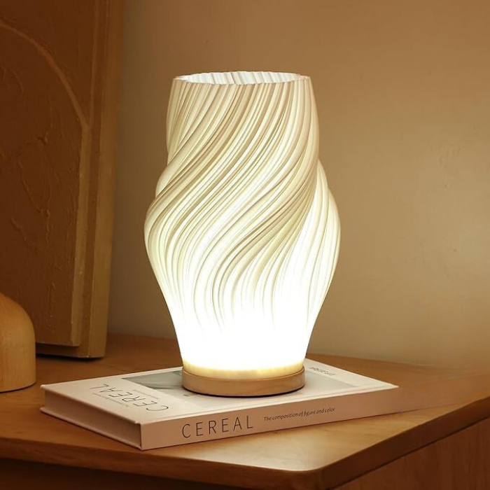 Modern Wave Table Lamp – Warm Ambient LED Lighting