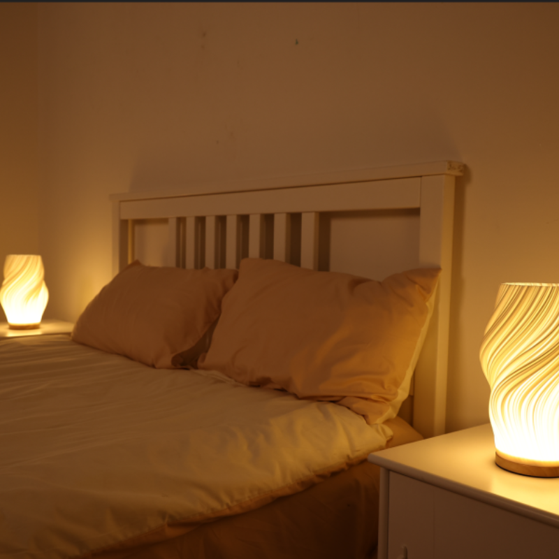 Modern Wave Table Lamp – Warm Ambient LED Lighting