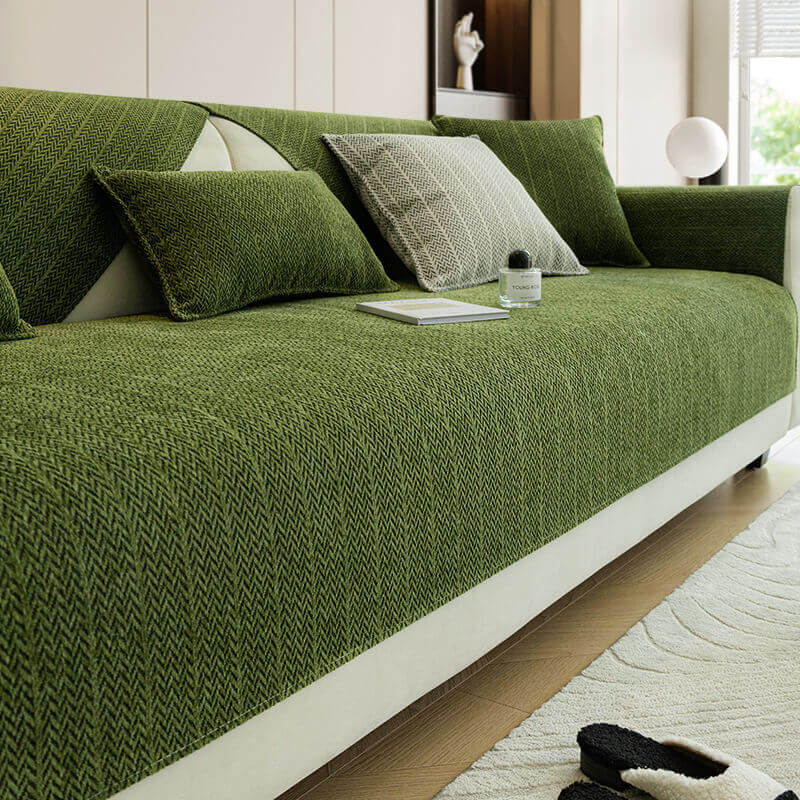 Chenille Sofa Protector – Solid Color Anti-Scratch Couch Cover for Everyday Use