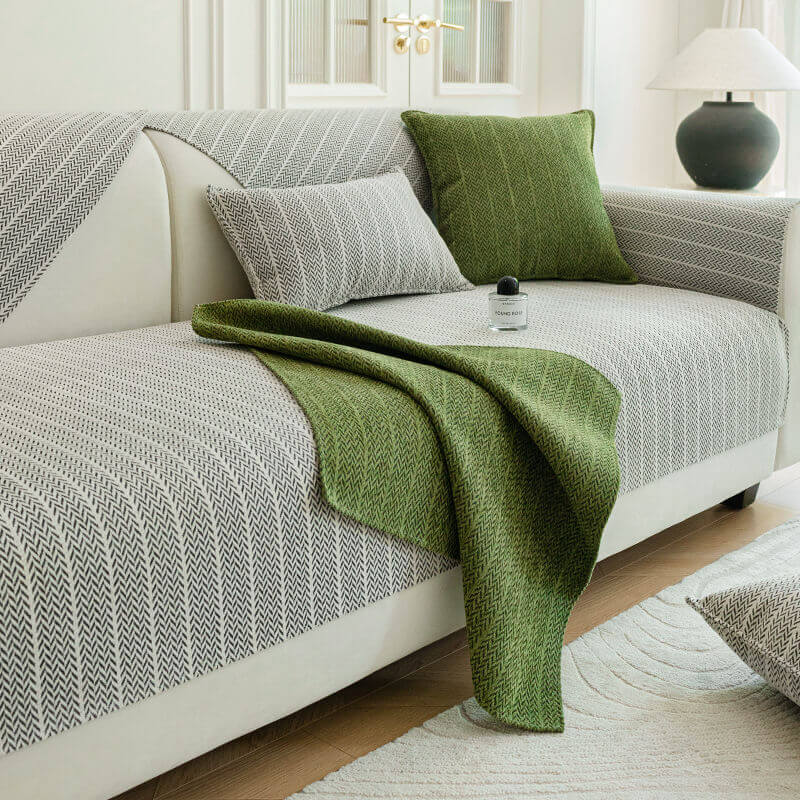 Chenille Sofa Protector – Solid Color Anti-Scratch Couch Cover for Everyday Use