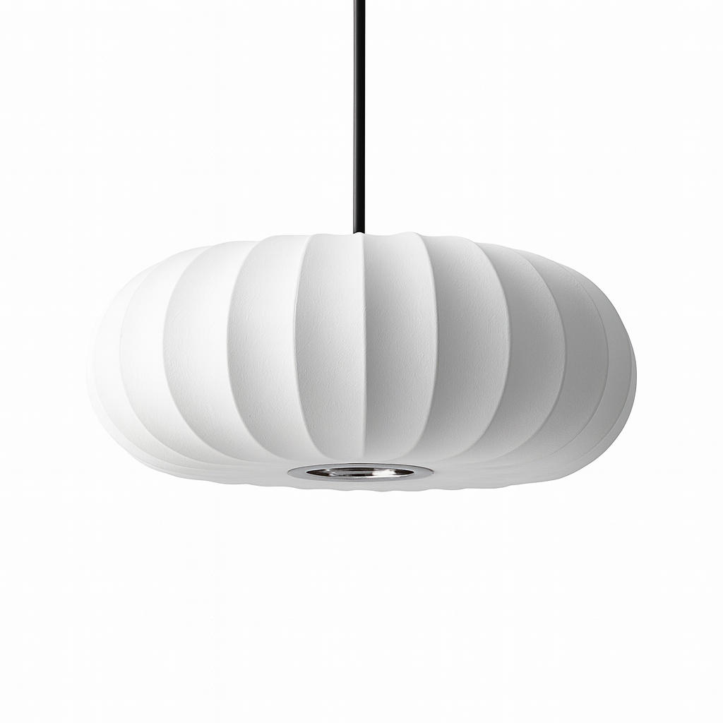 Scandinavian Oval Pendant Light – Soft Fabric Dining Room Hanging Lamp