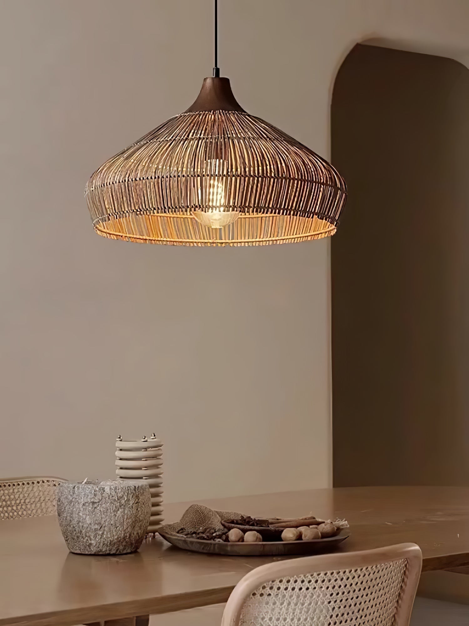 Wicker Rattan Pendant Light – Modern Hanging Ceiling Lamp
