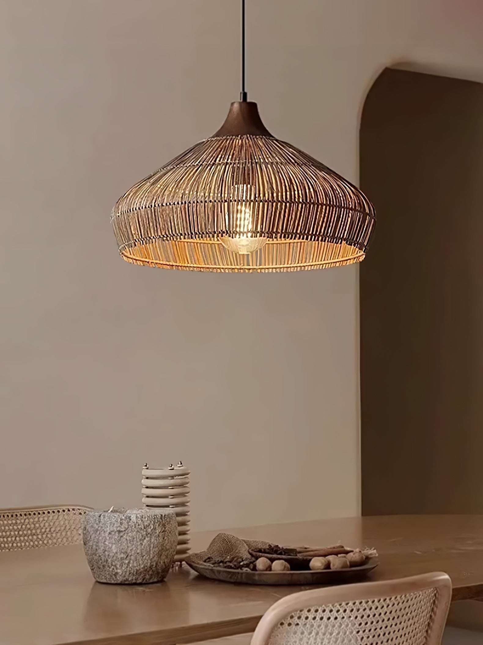 Wicker Rattan Pendant Light – Modern Hanging Ceiling Lamp