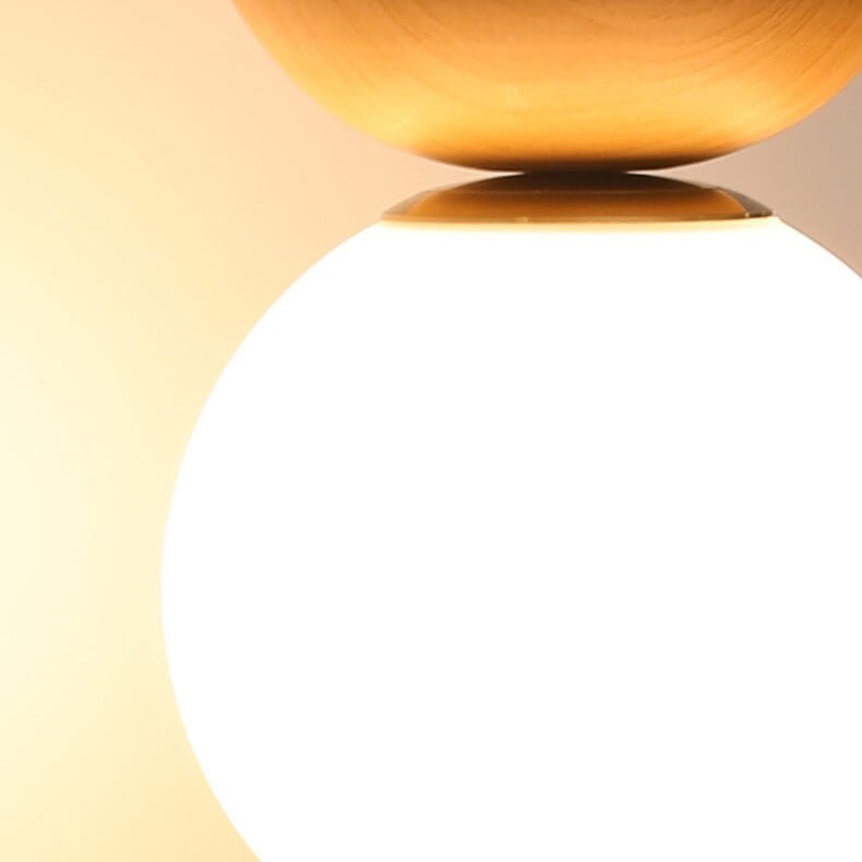 Nordic Wood & Glass Ceiling Light – Minimalist Globe Flush Mount Fixture