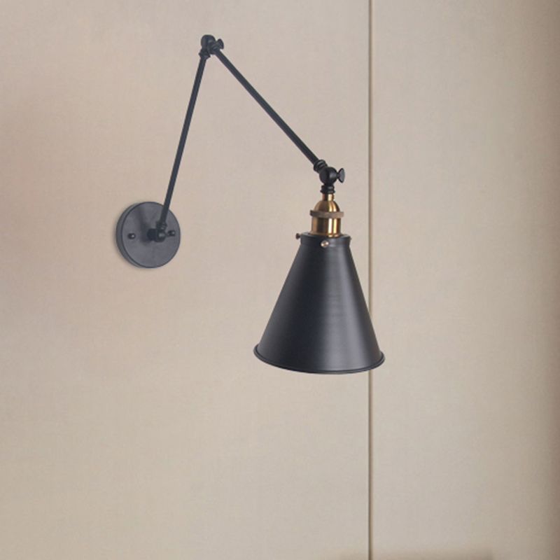 Industrial Swing Arm Wall Lamp – Adjustable Black Wall Light