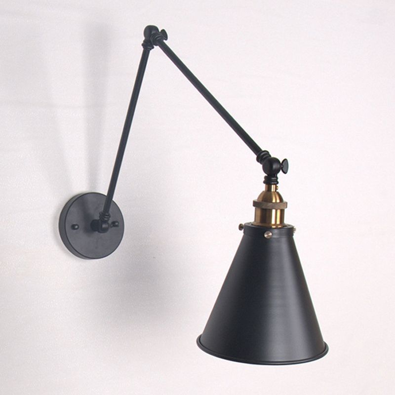 Industrial Swing Arm Wall Lamp – Adjustable Black Wall Light