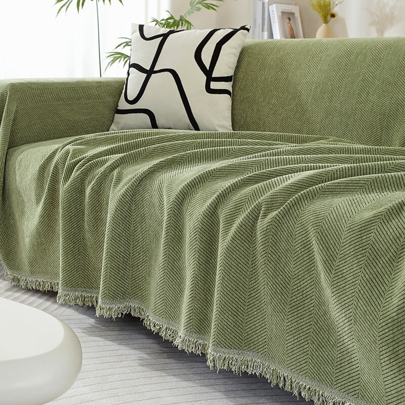 Cozy Woven Throw Blanket – Design with Decorative Tassels for Sofa & Living Room