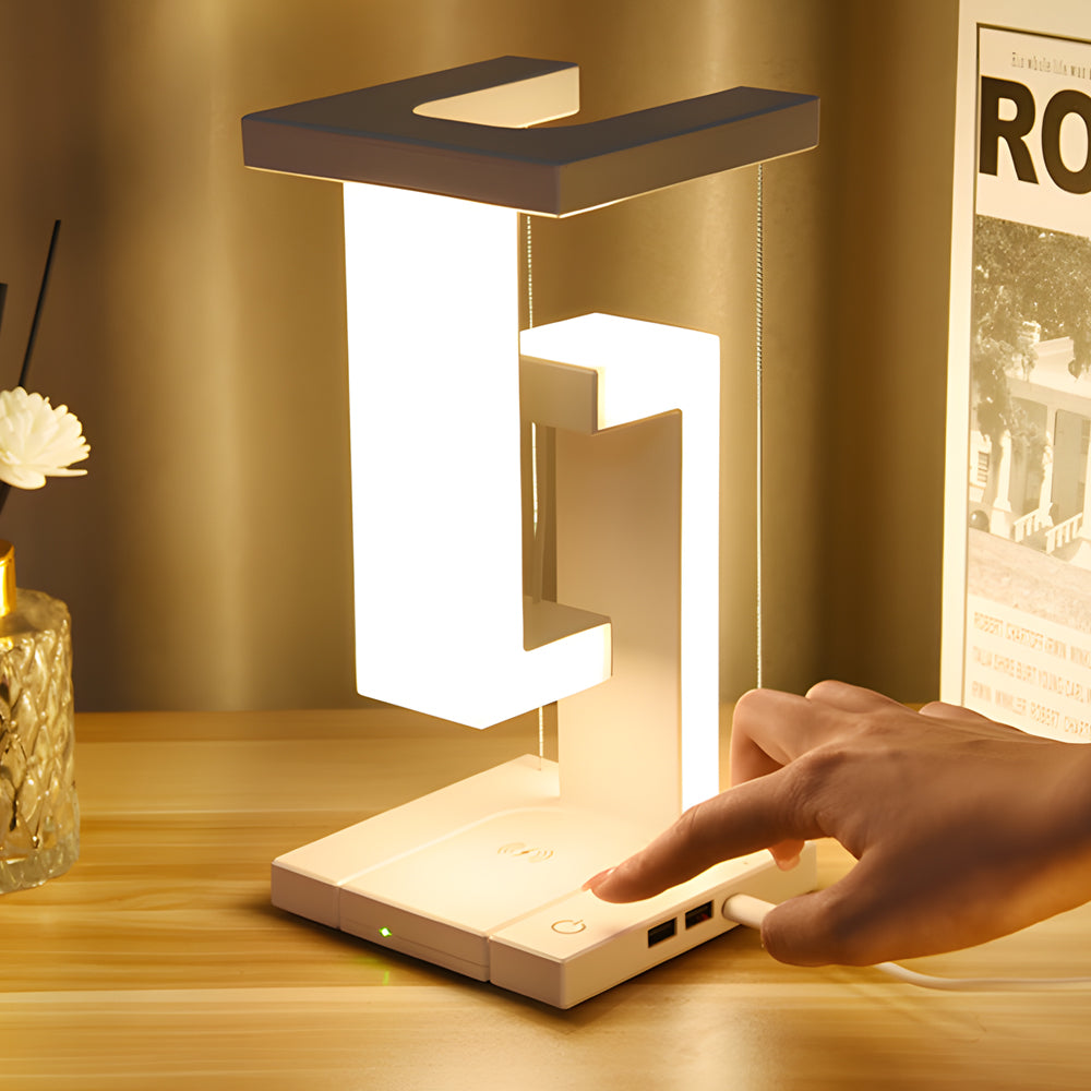 Modern LED Table Lamp with Wireless Charger & USB Ports