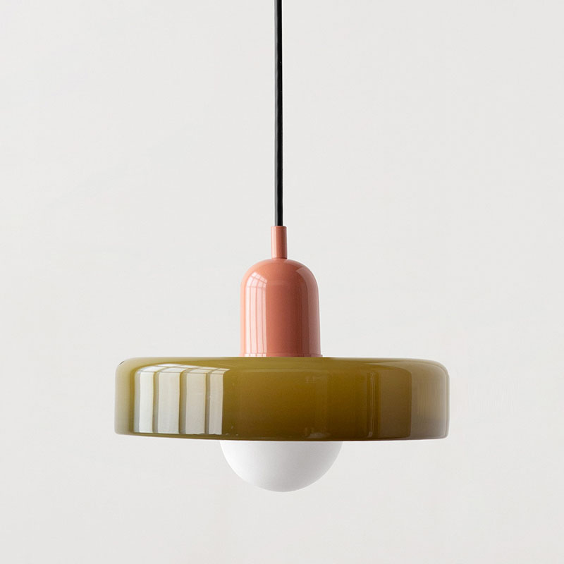 Bauhaus Colored Glass Pendant Light – Retro Designer Hanging Lamp