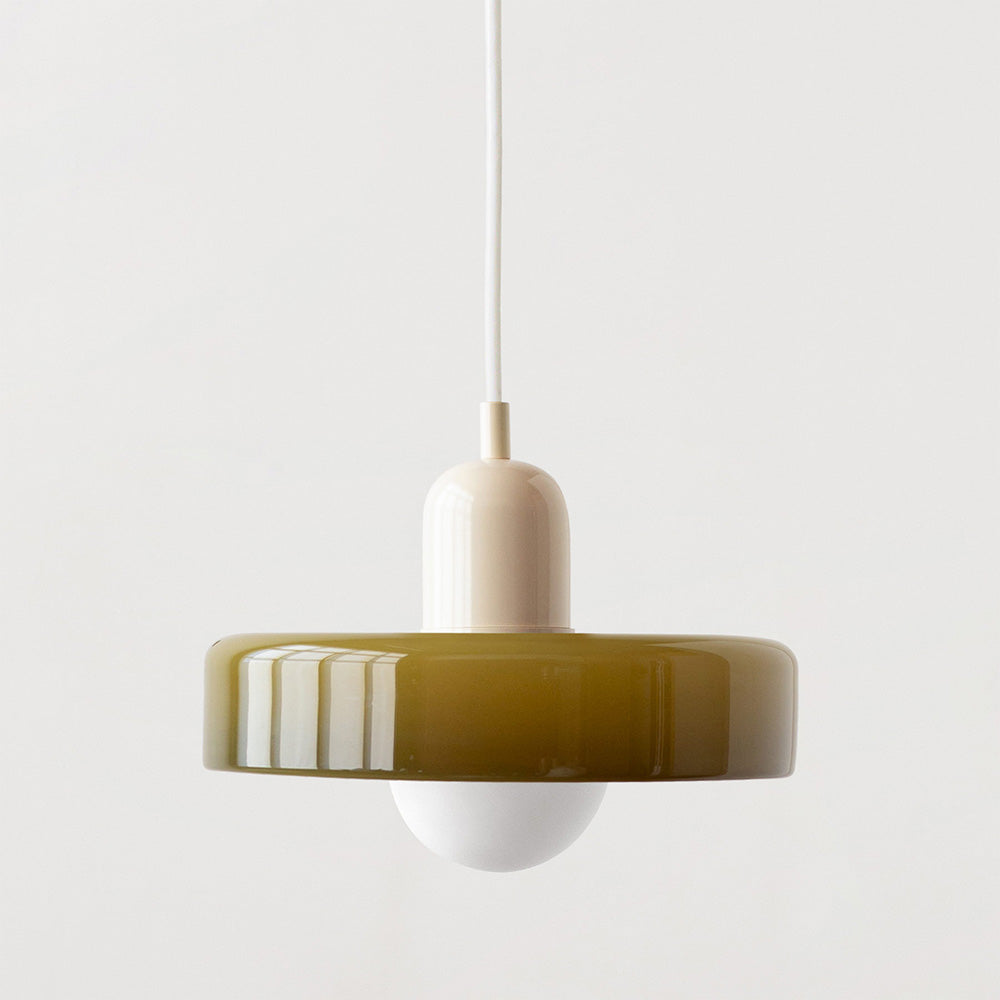 Bauhaus Colored Glass Pendant Light – Retro Designer Hanging Lamp
