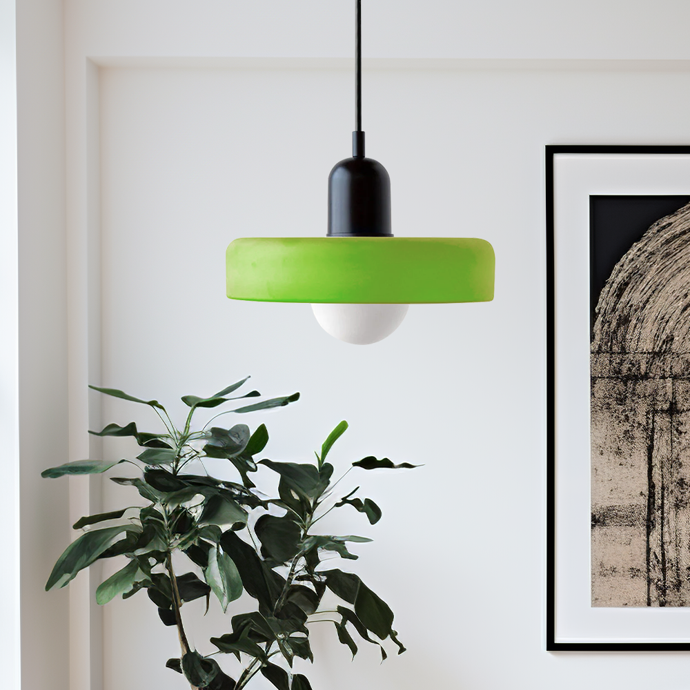 Bauhaus Colored Glass Pendant Light – Retro Designer Hanging Lamp