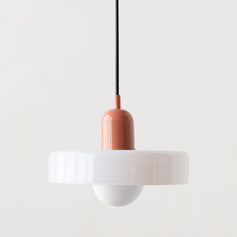 Bauhaus Colored Glass Pendant Light – Retro Designer Hanging Lamp