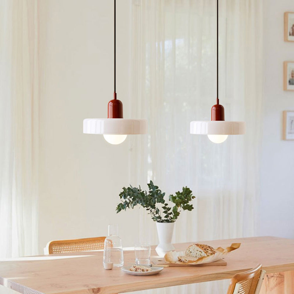 Bauhaus Colored Glass Pendant Light – Retro Designer Hanging Lamp