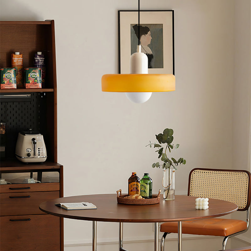 Bauhaus Colored Glass Pendant Light – Retro Designer Hanging Lamp