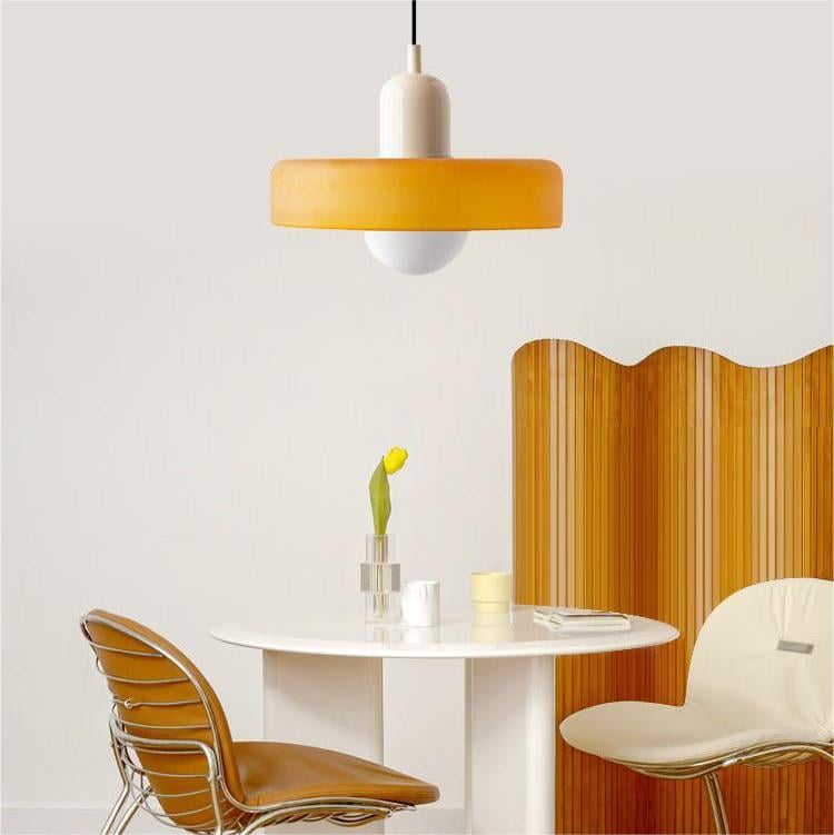 Bauhaus Colored Glass Pendant Light – Retro Designer Hanging Lamp