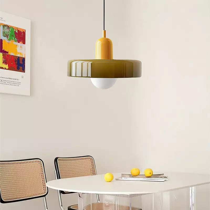 Bauhaus Colored Glass Pendant Light – Retro Designer Hanging Lamp