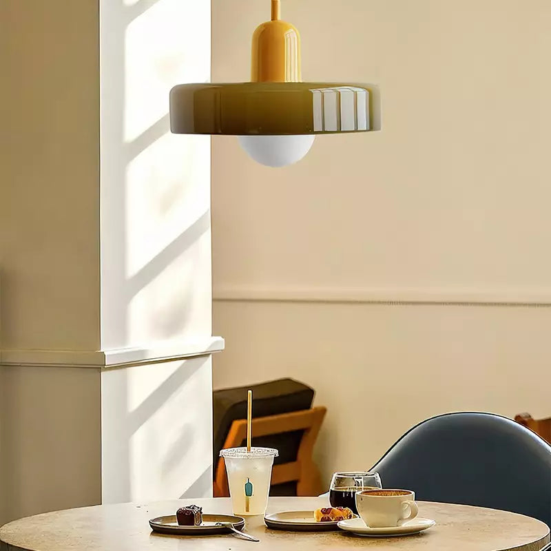 Bauhaus Colored Glass Pendant Light – Retro Designer Hanging Lamp