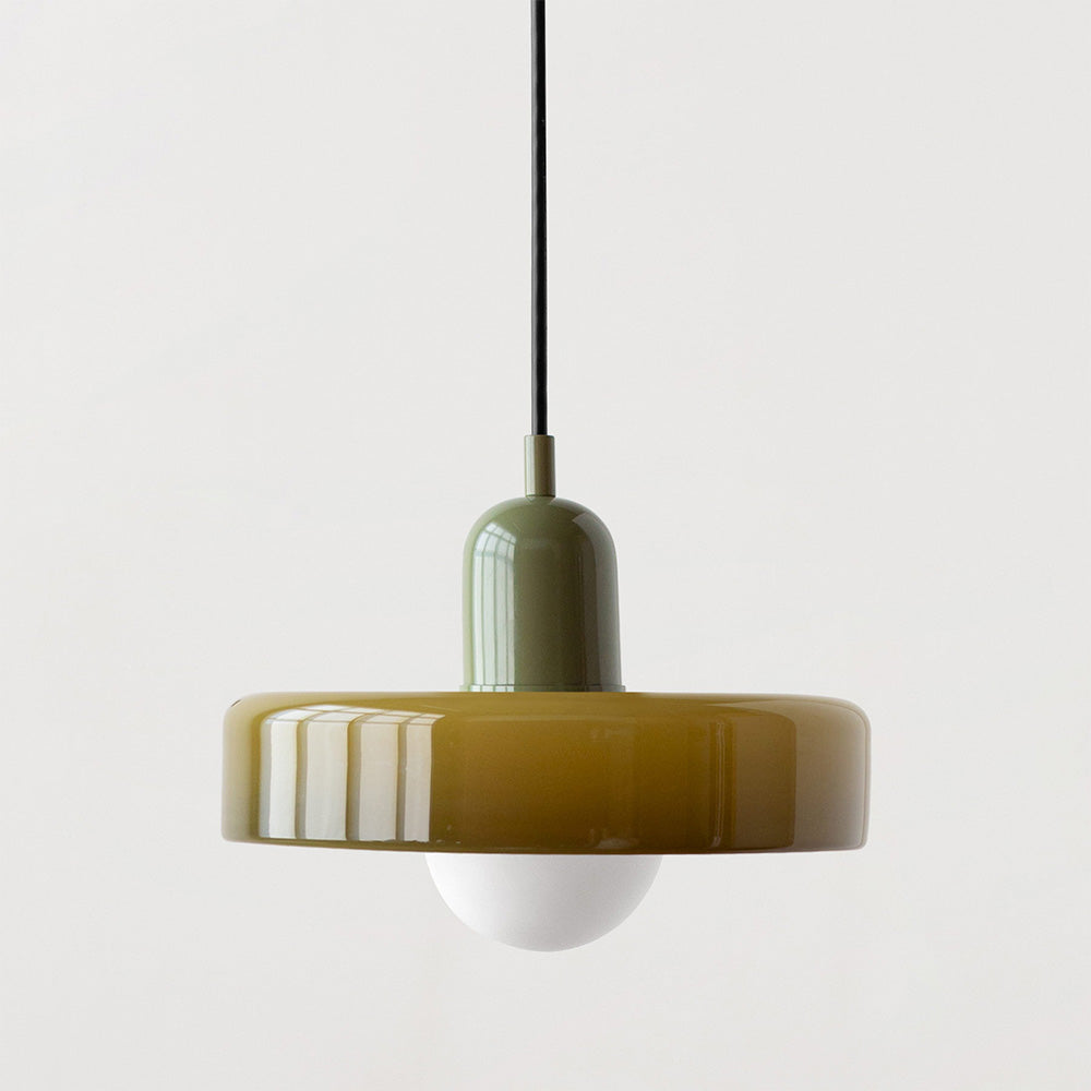 Bauhaus Colored Glass Pendant Light – Retro Designer Hanging Lamp