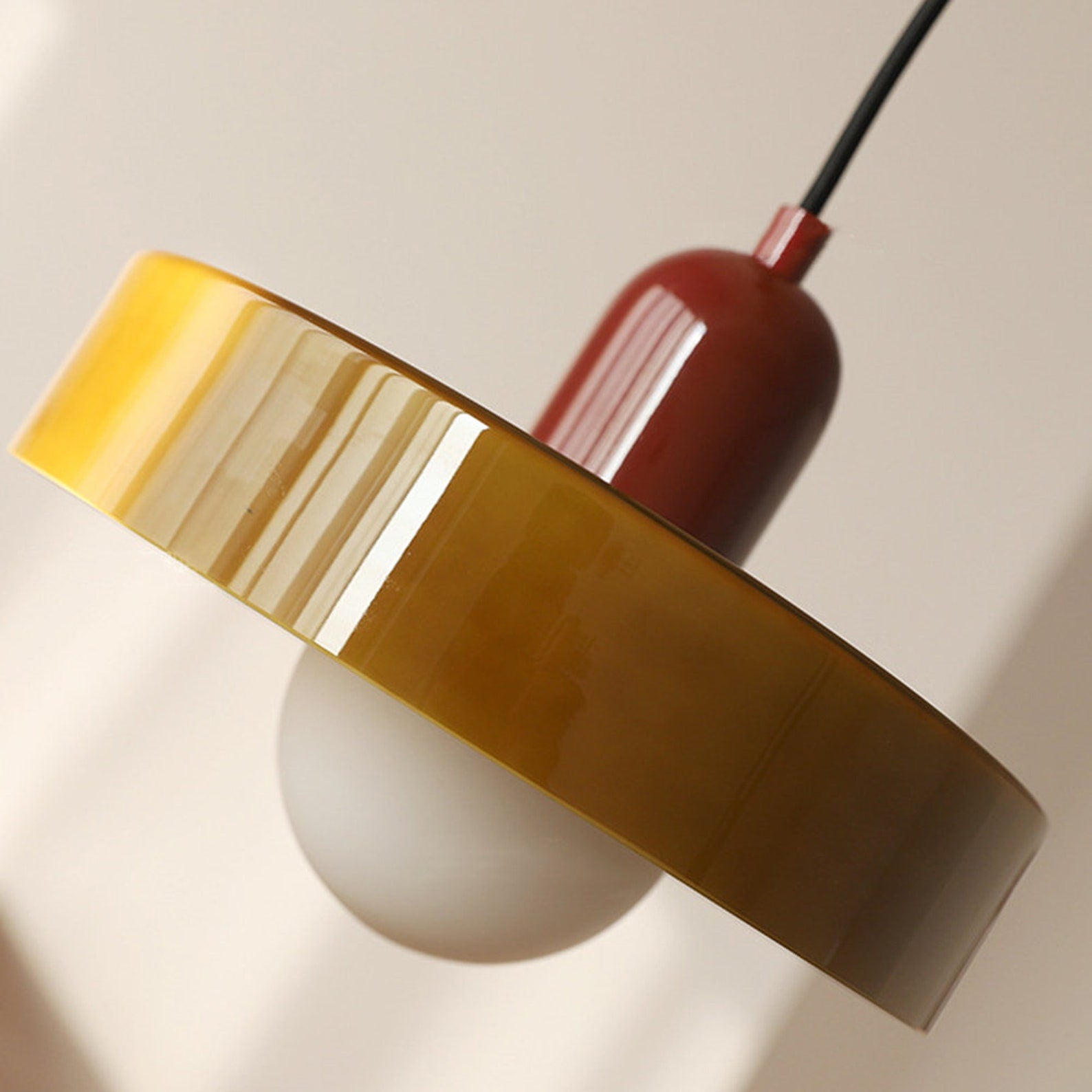 Bauhaus Colored Glass Pendant Light – Retro Designer Hanging Lamp