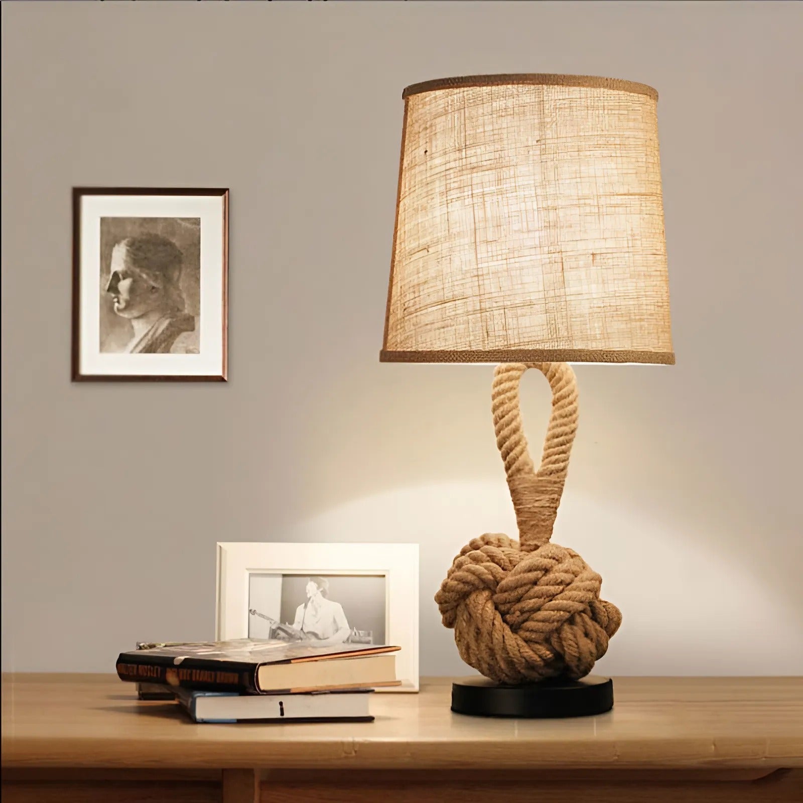 Rustic Rope Table Lamp – Nautical Jute Light
