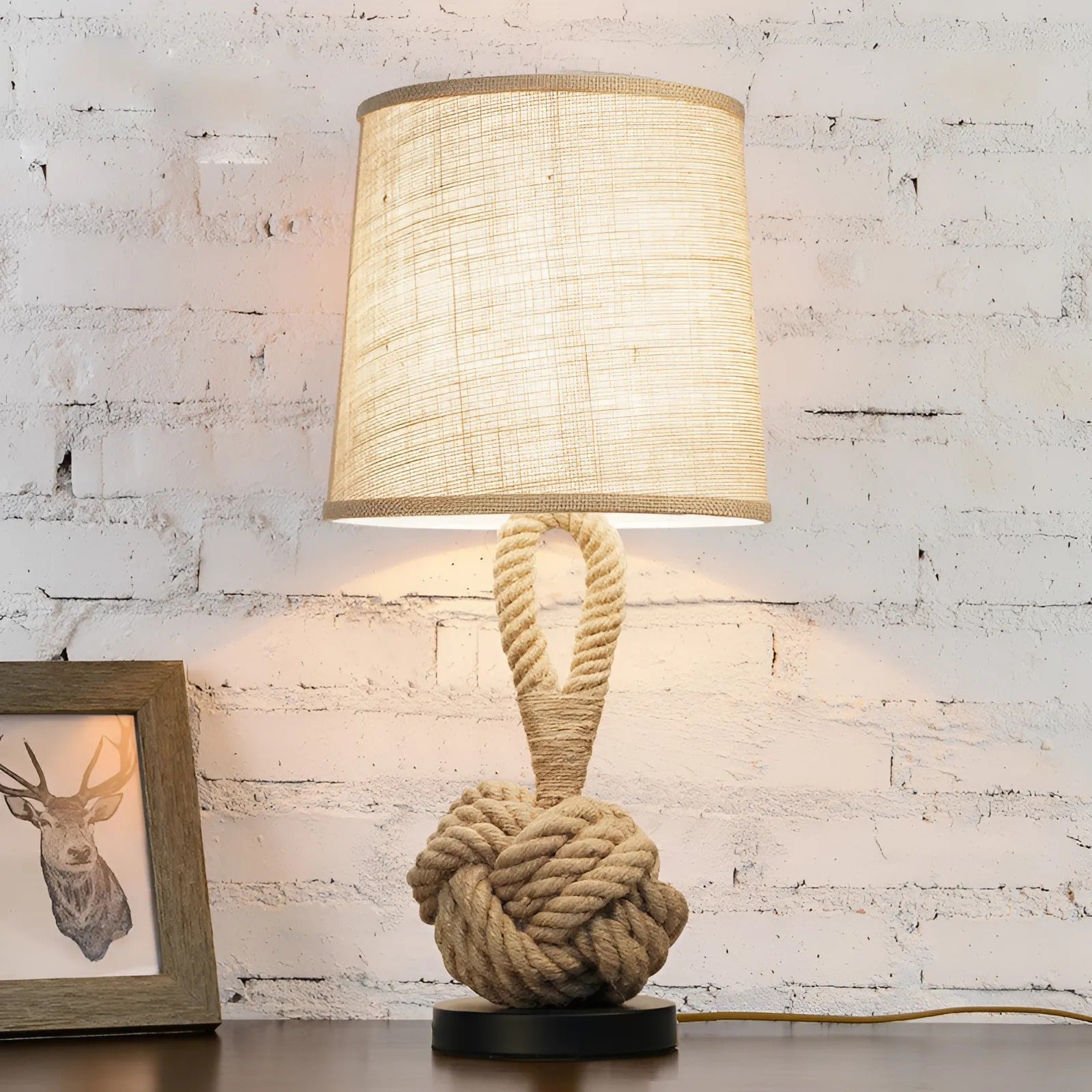 Rustic Rope Table Lamp – Nautical Jute Light
